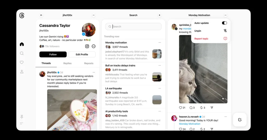 nova interface para Threads